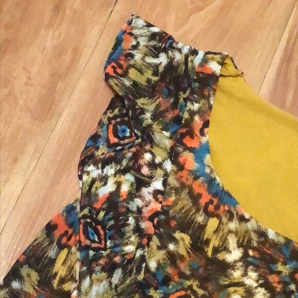 Apt. 9 Colorful Flutter Sleeve Ruffle Peplum Blouse Size Petite Small - Picture 7 of 12